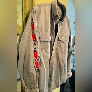 Rodeo Active button down western shirt, gray heavy cotton - size M.